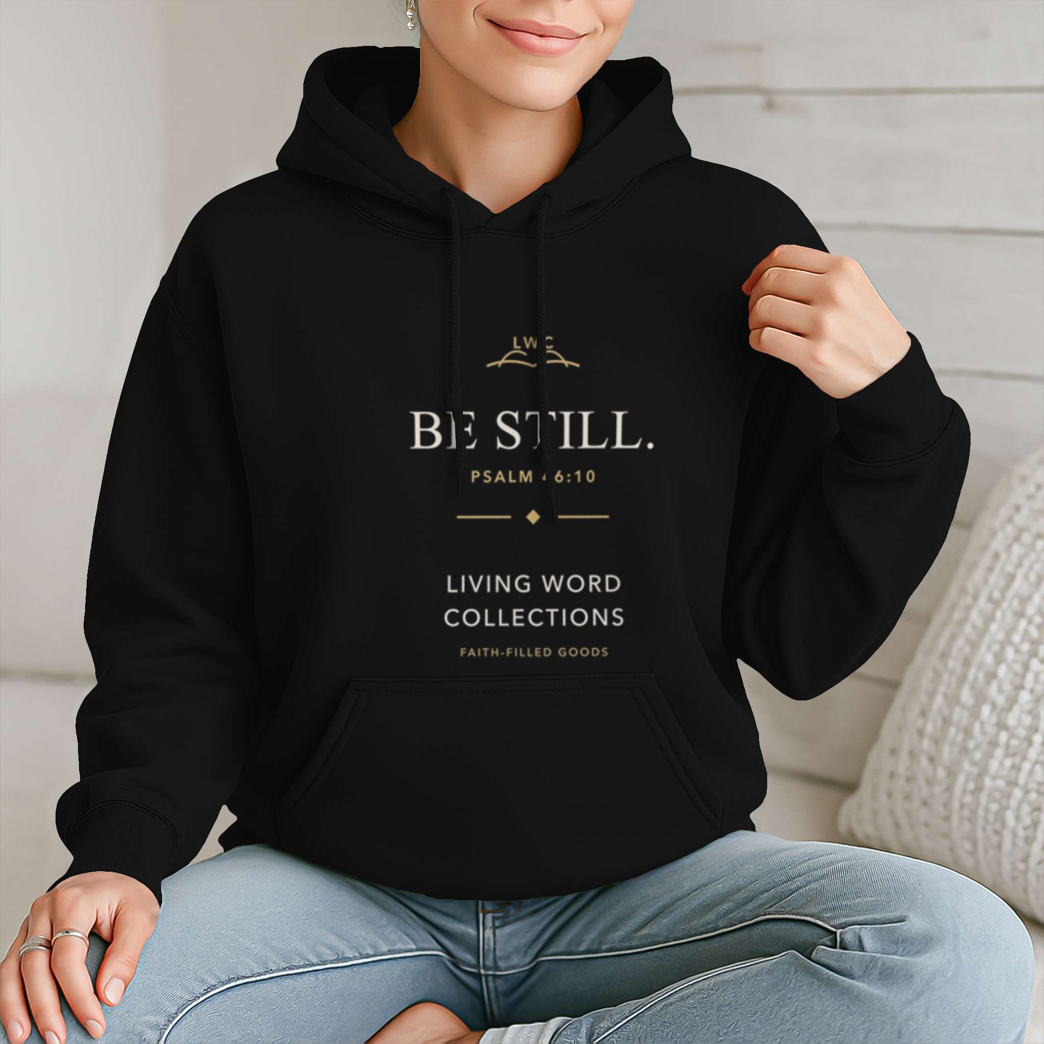 Be Still Signature Hoodie in black, alternate product view
