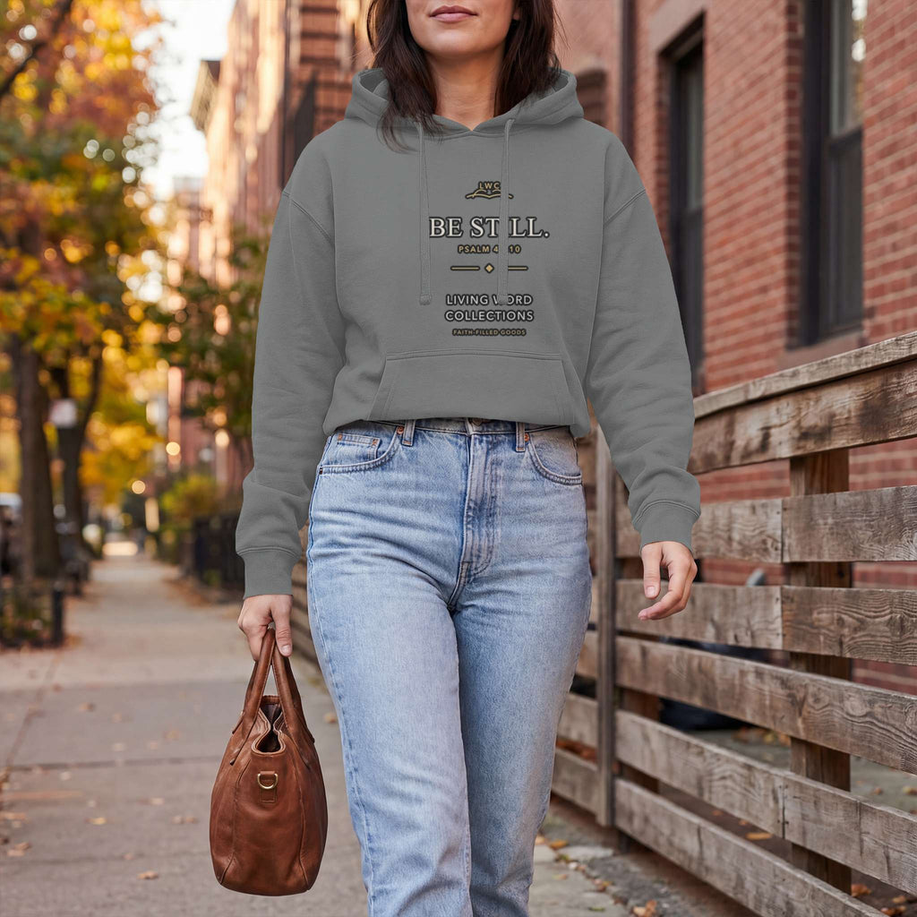 Be Still Signature Hoodie in charcoal, alternate product view
