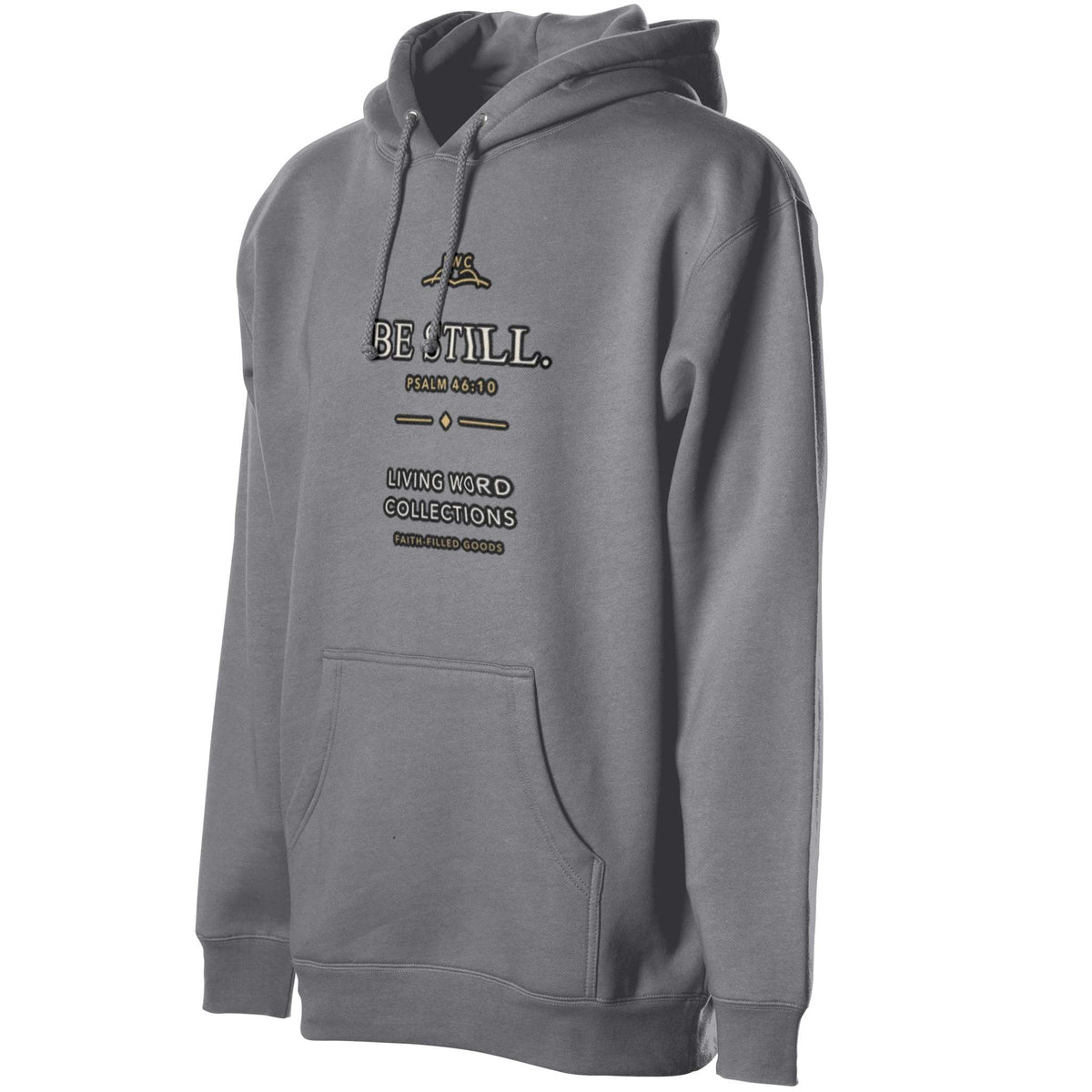 Be Still Signature Hoodie in heather charcoal, alternate product view