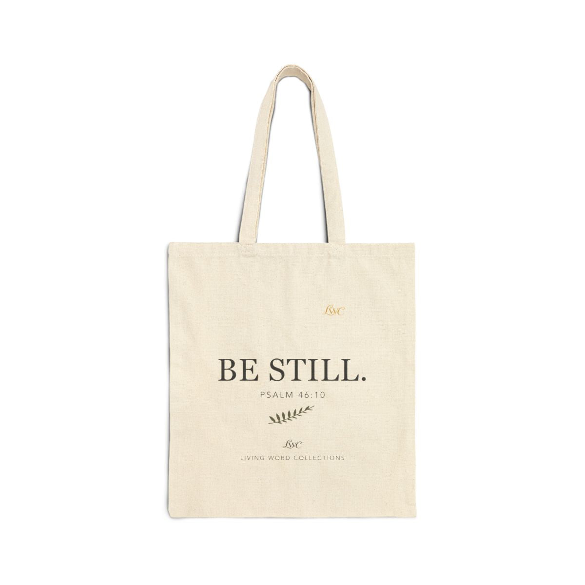 LWC Be Still Psalm 46:10 natural canvas tote